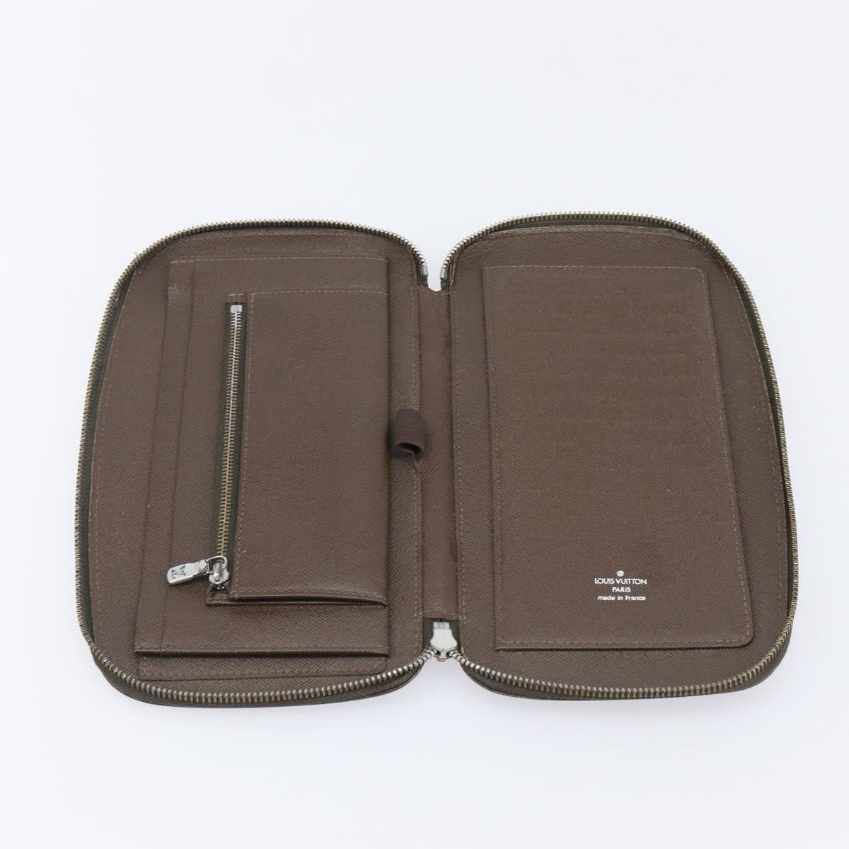 LOUIS VUITTON Taiga Organizer Atoll Travel Case 2 Set Brown Epicea Auth bs36926