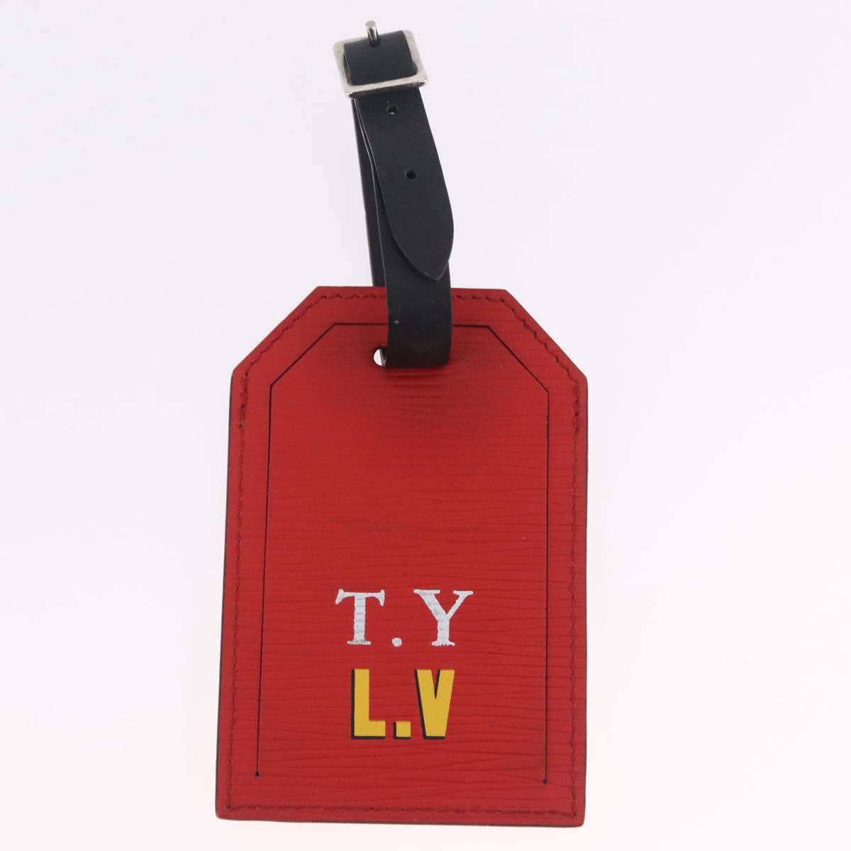 LOUIS VUITTON Porto Address Charm Leather 2 Set Red Blue LV Auth bs36927