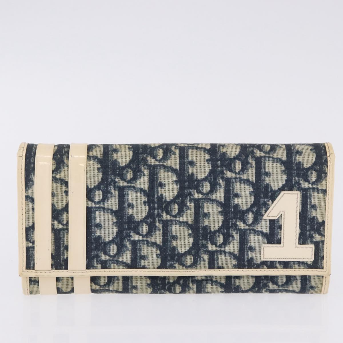 Christian Dior Trotter Canvas Wallet PVC 2 Set Navy Brown Auth bs36928