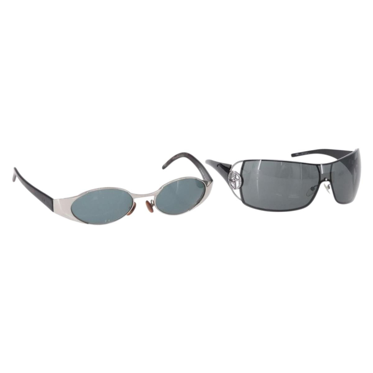 GUCCI Giorgio Armani Sunglasses Plastic 2 Set Black Brown Auth bs36929