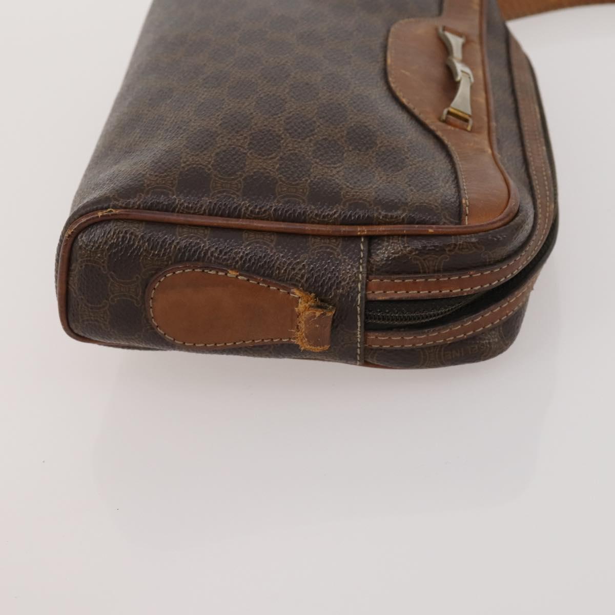 CELINE Macadam Canvas Shoulder Bag PVC Leather 3 Set Brown Auth bs36930