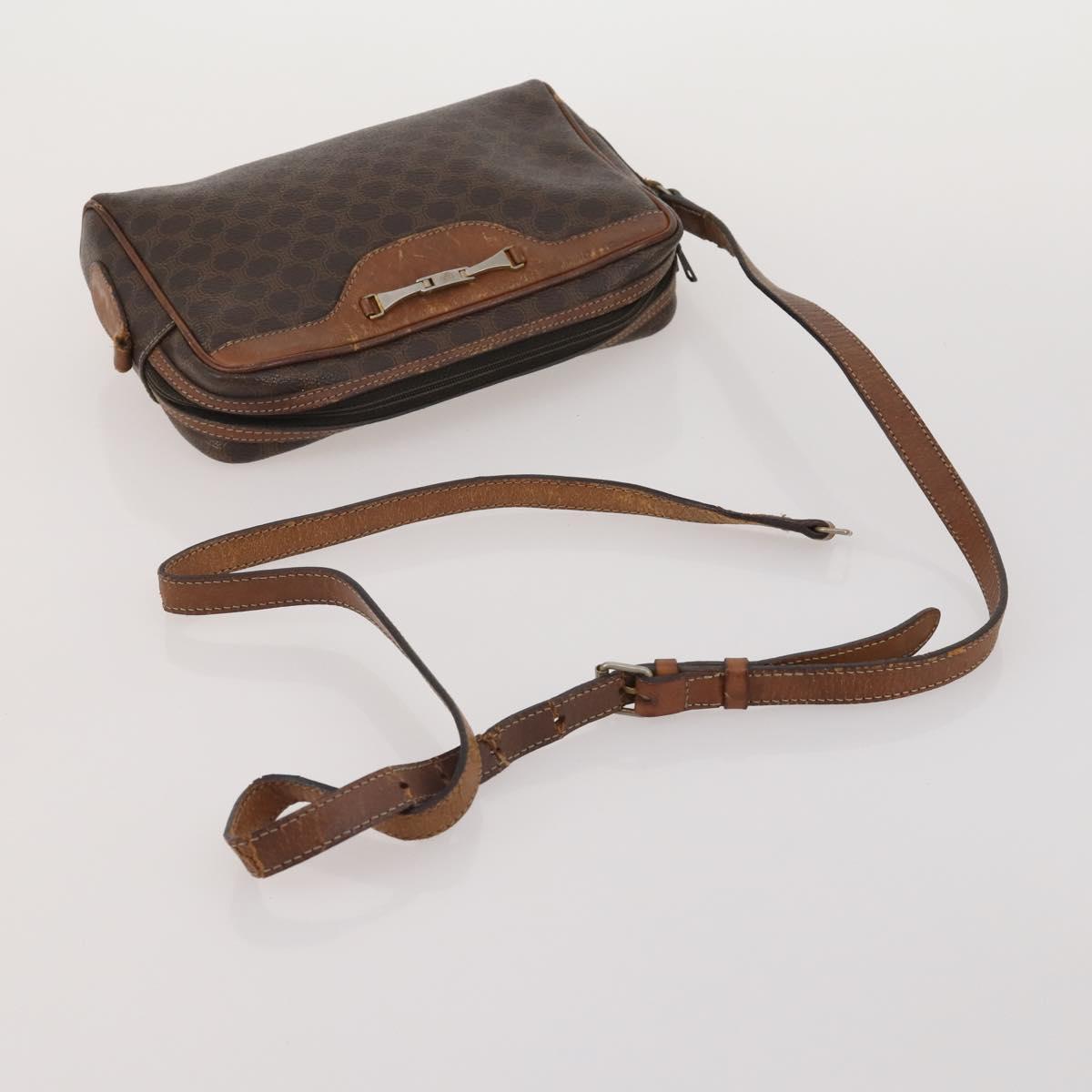 CELINE Macadam Canvas Shoulder Bag PVC Leather 3 Set Brown Auth bs36930