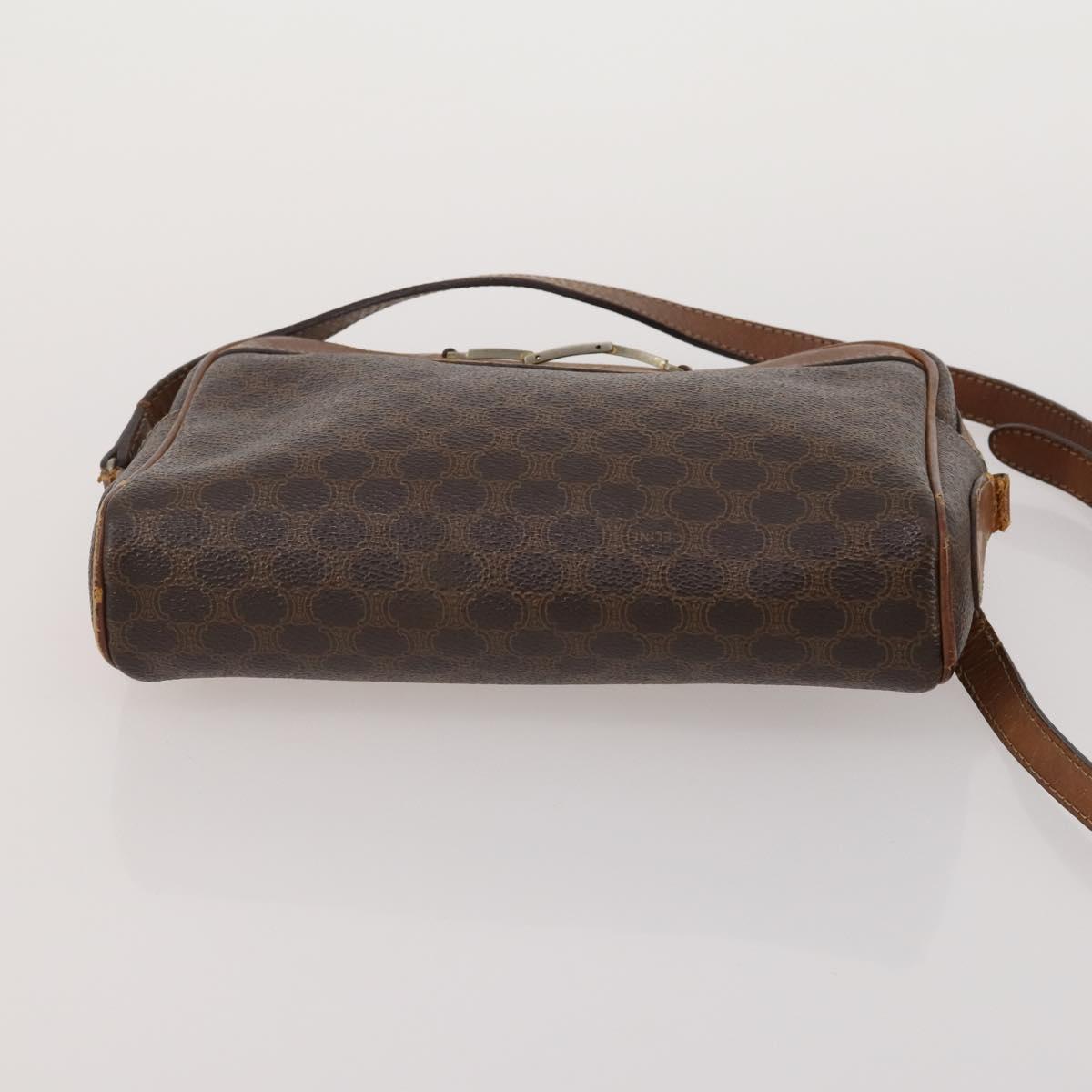 CELINE Macadam Canvas Shoulder Bag PVC Leather 3 Set Brown Auth bs36930