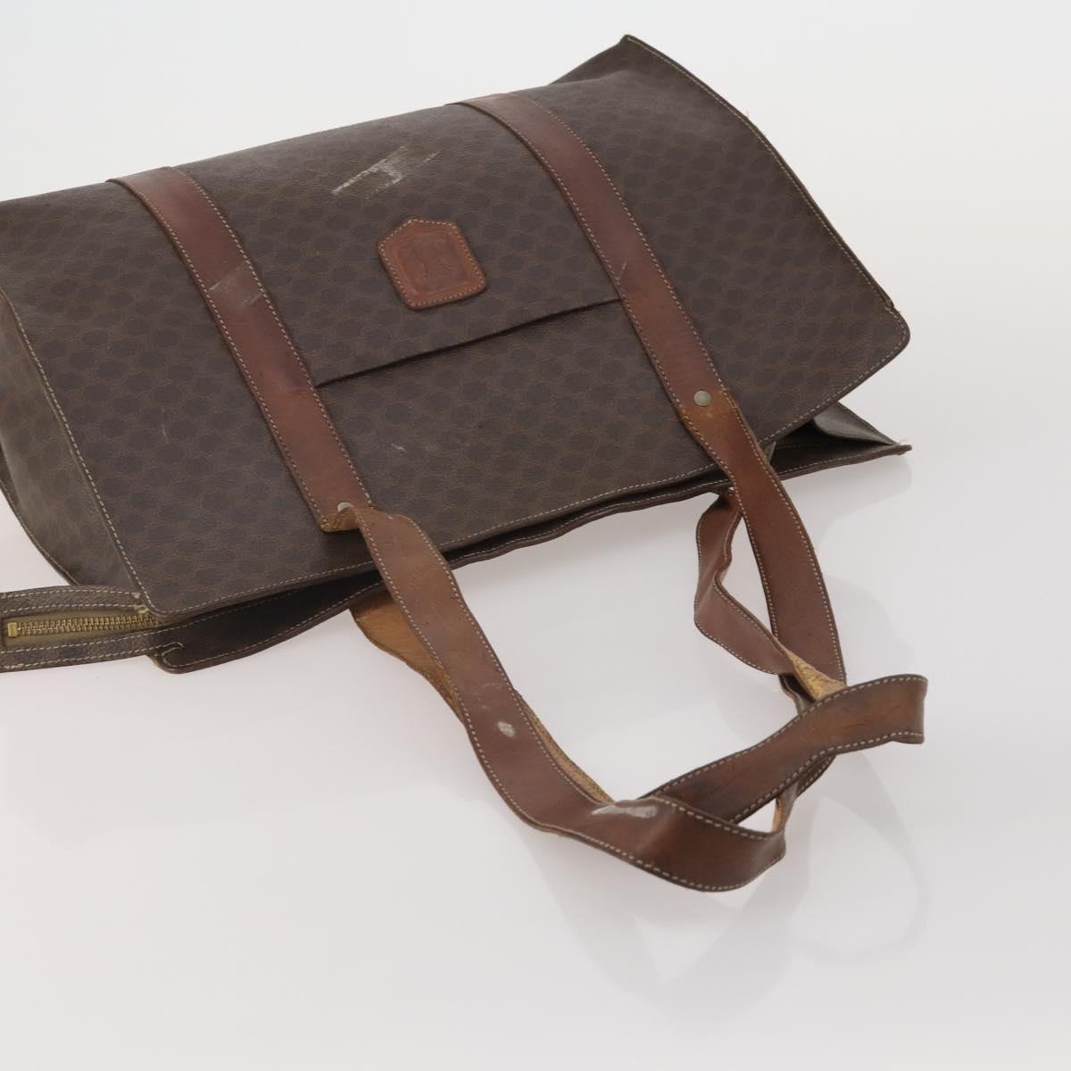 CELINE Macadam Canvas Shoulder Bag PVC Leather 3 Set Brown Auth bs36930