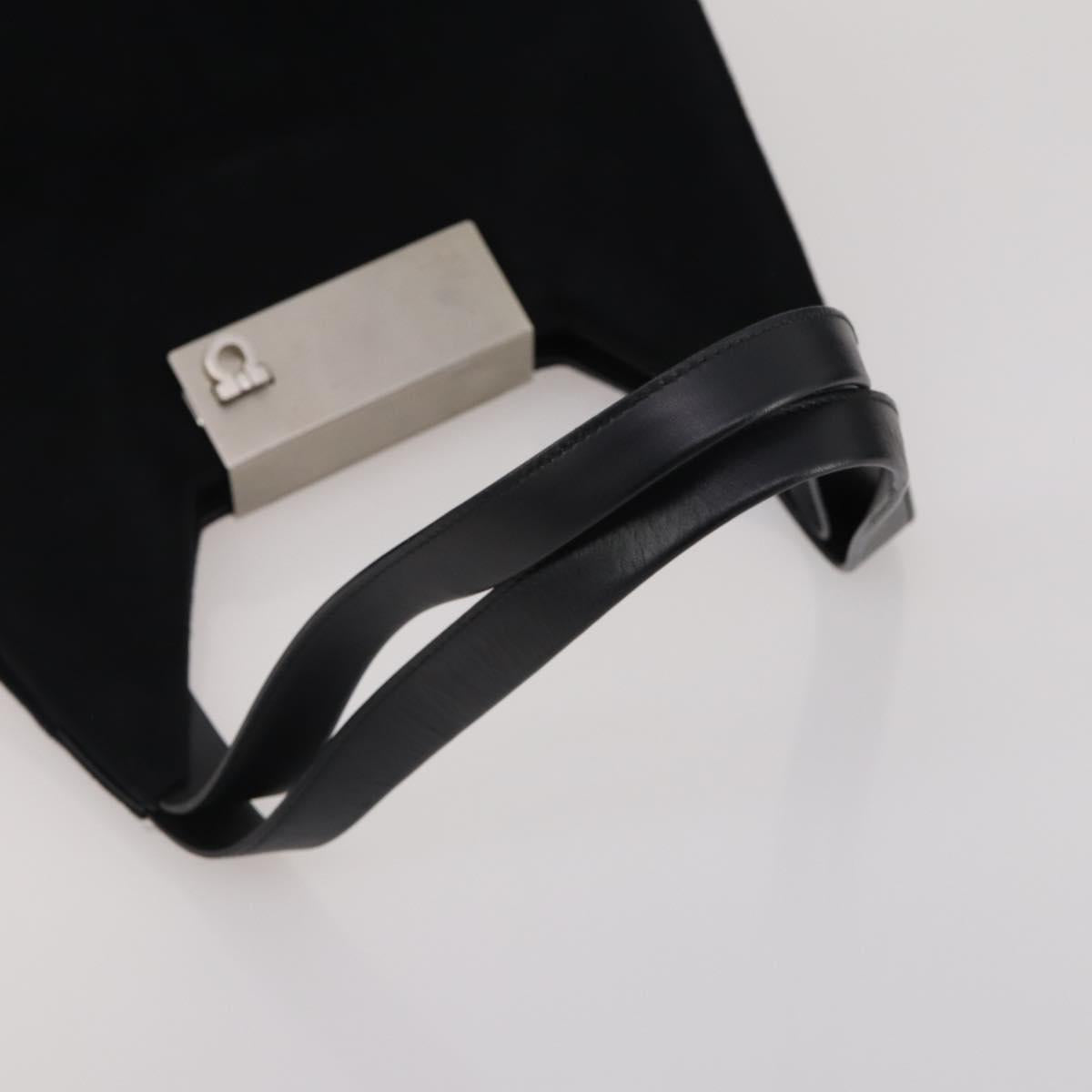 Salvatore Ferragamo Shoulder Bag Nylon Canvas Felt 4 Set Black Auth bs36931