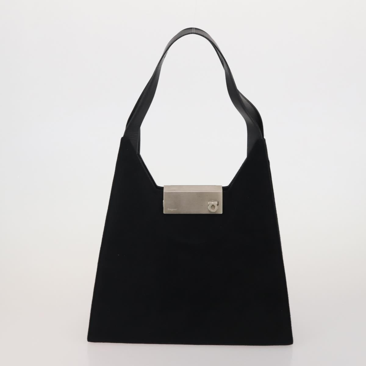 Salvatore Ferragamo Shoulder Bag Nylon Canvas Felt 4 Set Black Auth bs36931