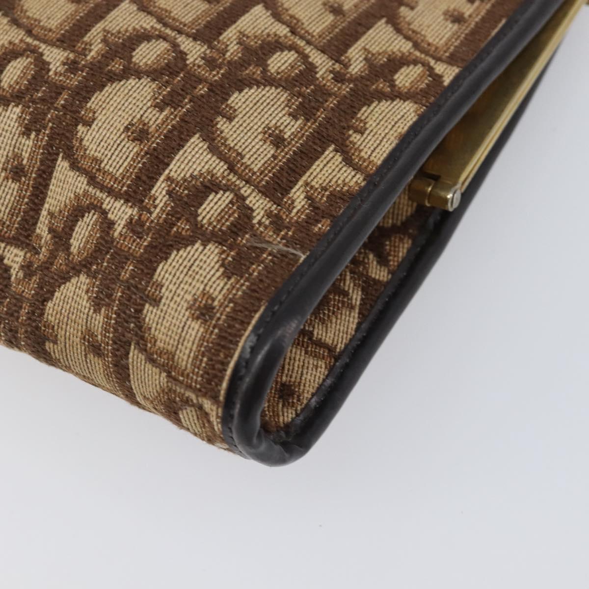 Christian Dior Trotter Canvas Clutch Bag Brown Gold Auth bs36935