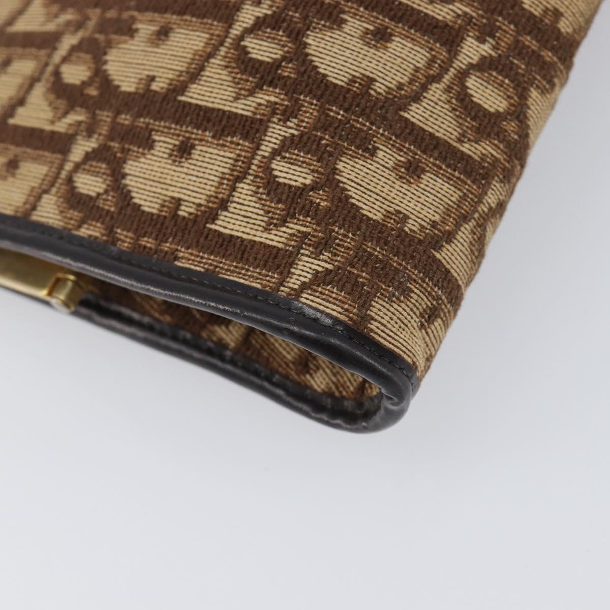 Christian Dior Trotter Canvas Clutch Bag Brown Gold Auth bs36935