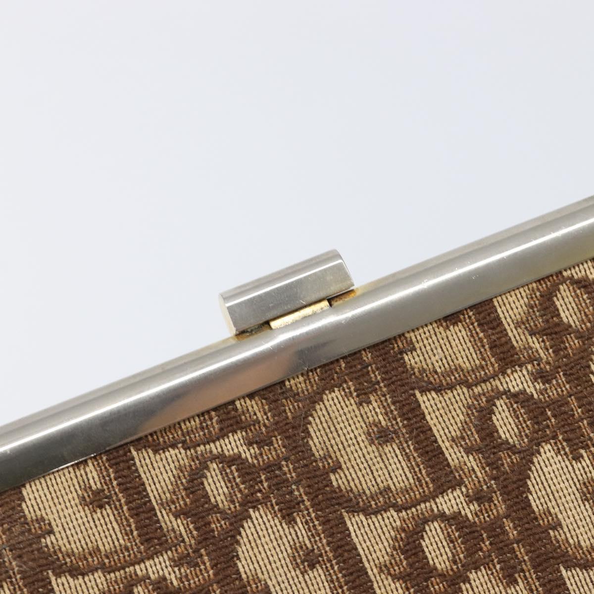 Christian Dior Trotter Canvas Clutch Bag Brown Gold Auth bs36935