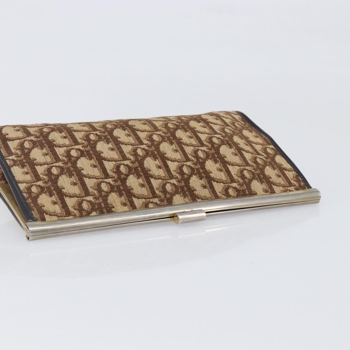 Christian Dior Trotter Canvas Clutch Bag Brown Gold Auth bs36935