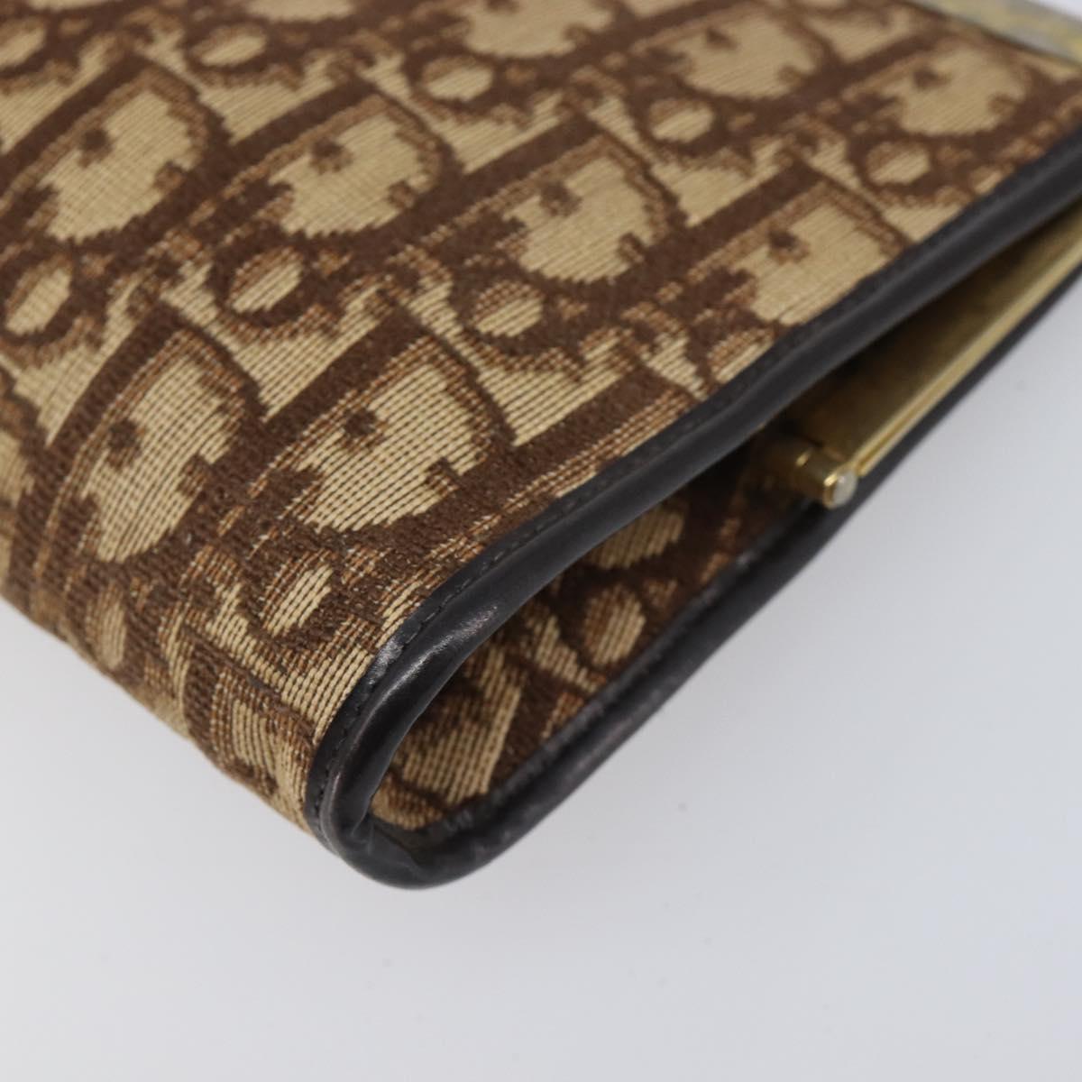 Christian Dior Trotter Canvas Clutch Bag Brown Gold Auth bs36935
