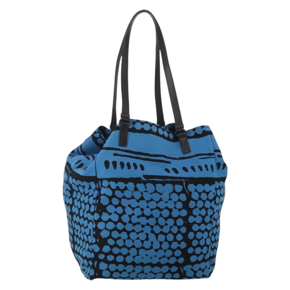 BOTTEGA VENETA Hand Bag Canvas 2way Blue Auth bs36936