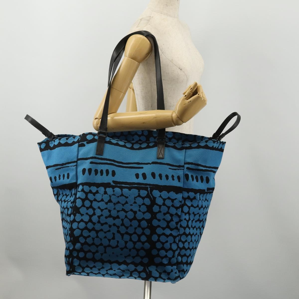 BOTTEGA VENETA Hand Bag Canvas 2way Blue Auth bs36936