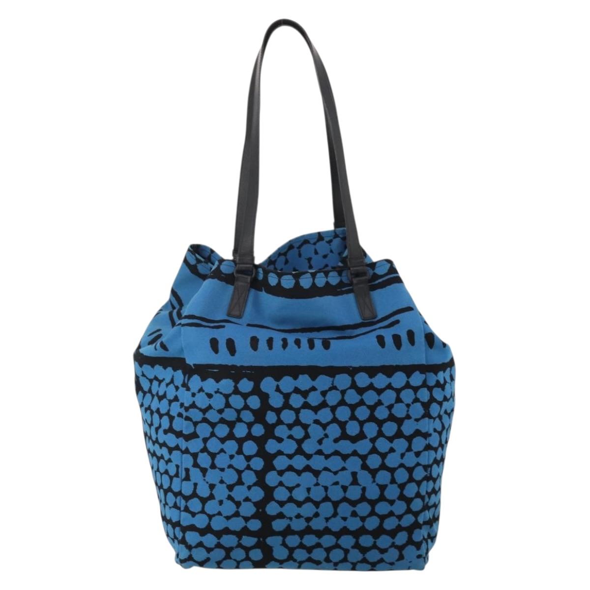 BOTTEGA VENETA Hand Bag Canvas 2way Blue Auth bs36936