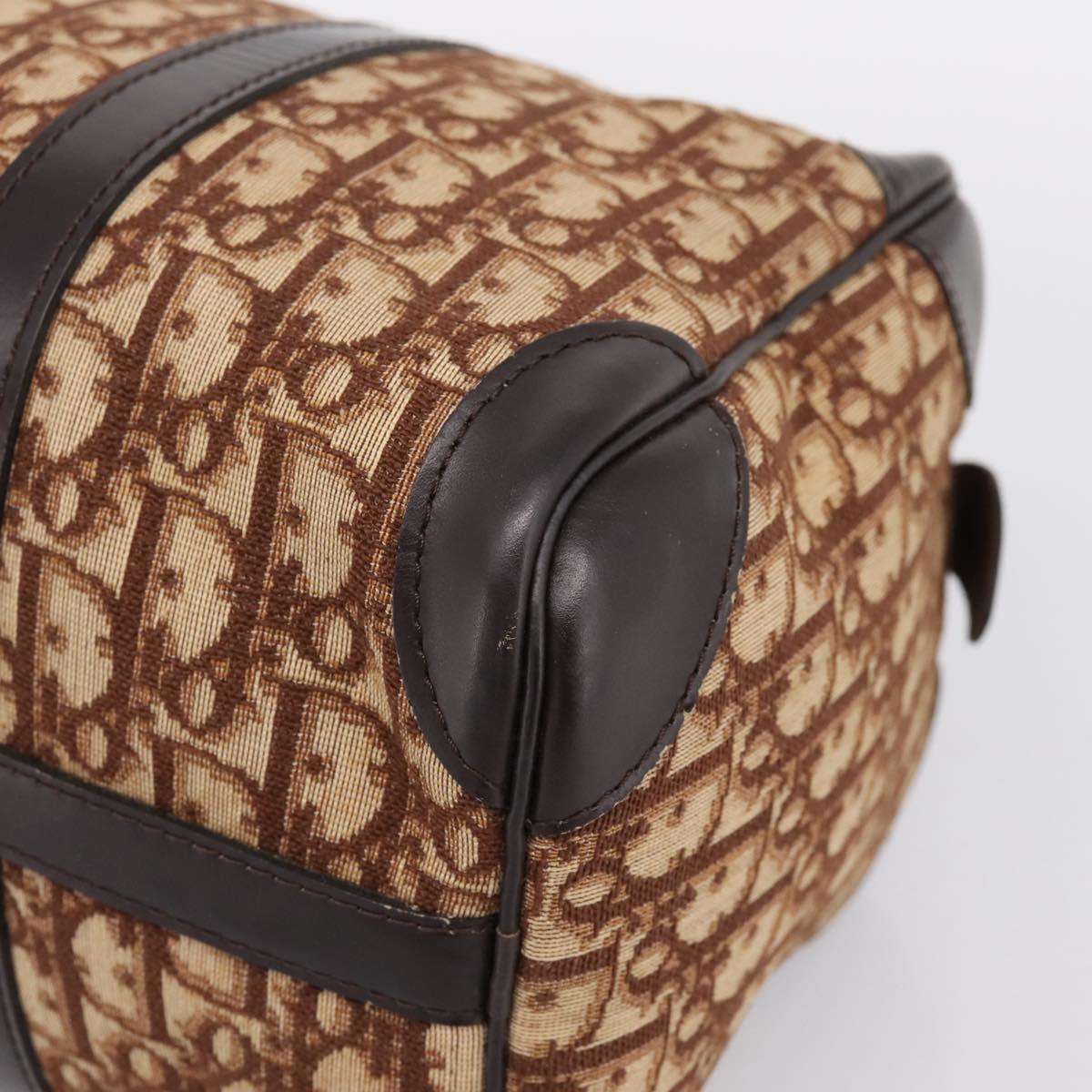 Christian Dior Trotter Canvas Hand Bag Brown Gold Auth bs36937