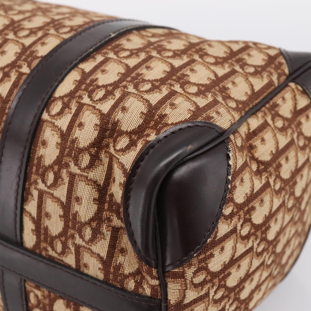 Christian Dior Trotter Canvas Hand Bag Brown Gold Auth bs36937