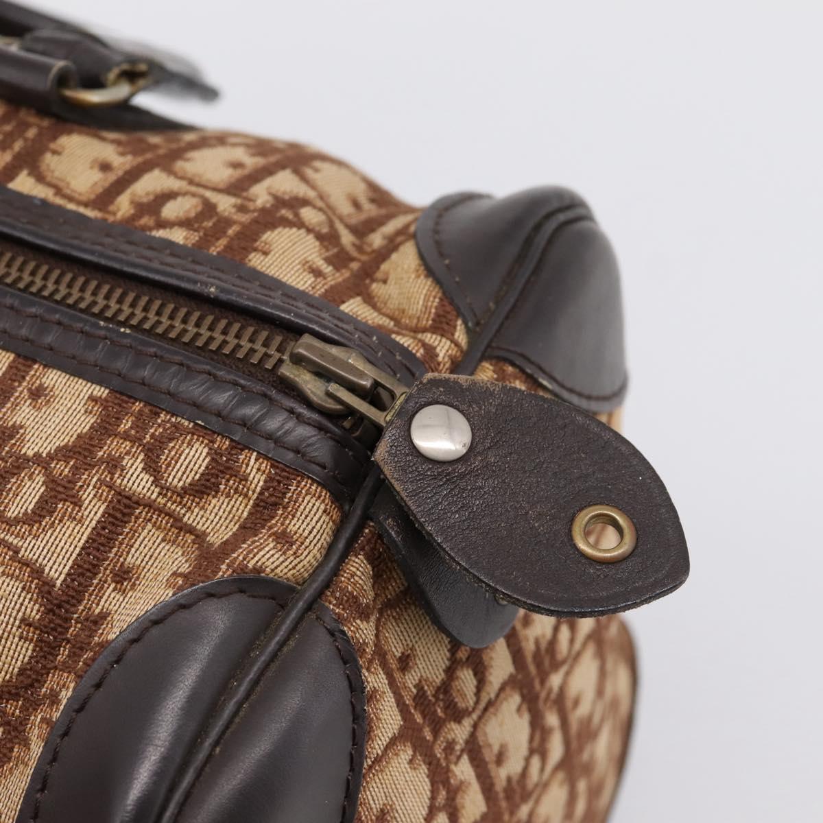 Christian Dior Trotter Canvas Hand Bag Brown Gold Auth bs36937