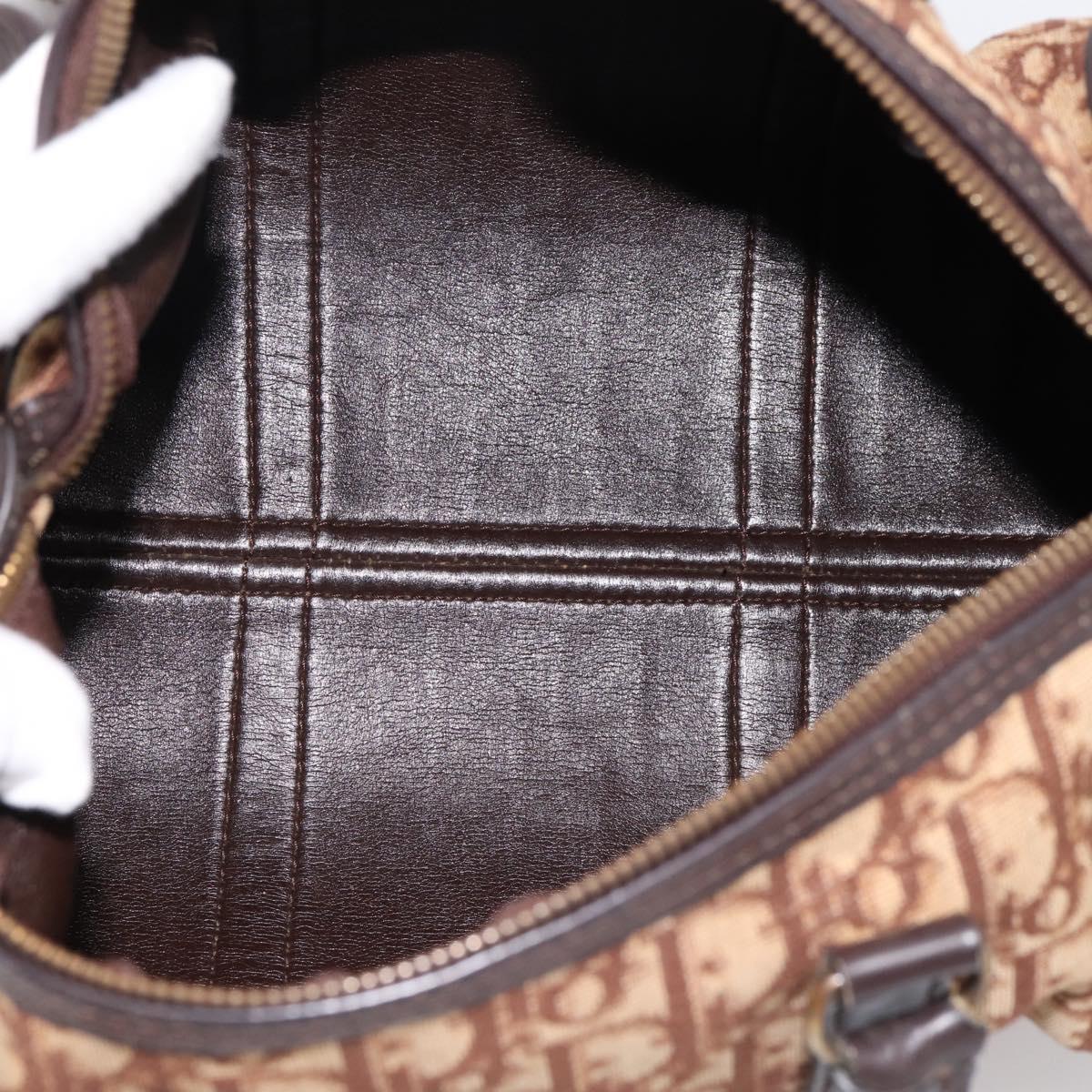 Christian Dior Trotter Canvas Hand Bag Brown Gold Auth bs36937