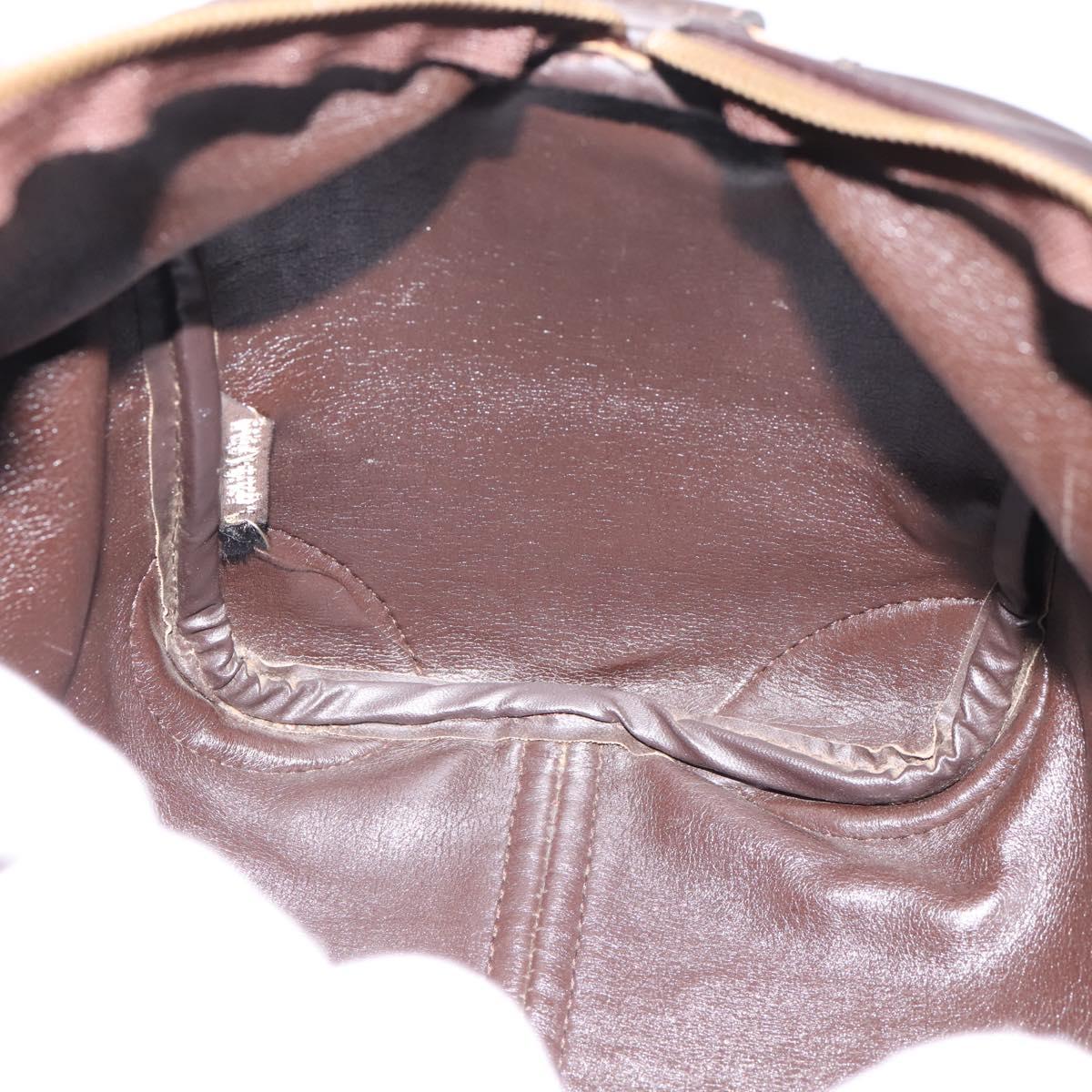Christian Dior Trotter Canvas Hand Bag Brown Gold Auth bs36937