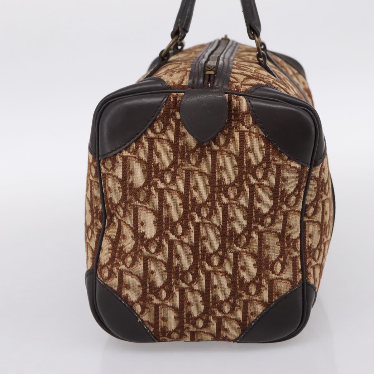 Christian Dior Trotter Canvas Hand Bag Brown Gold Auth bs36937