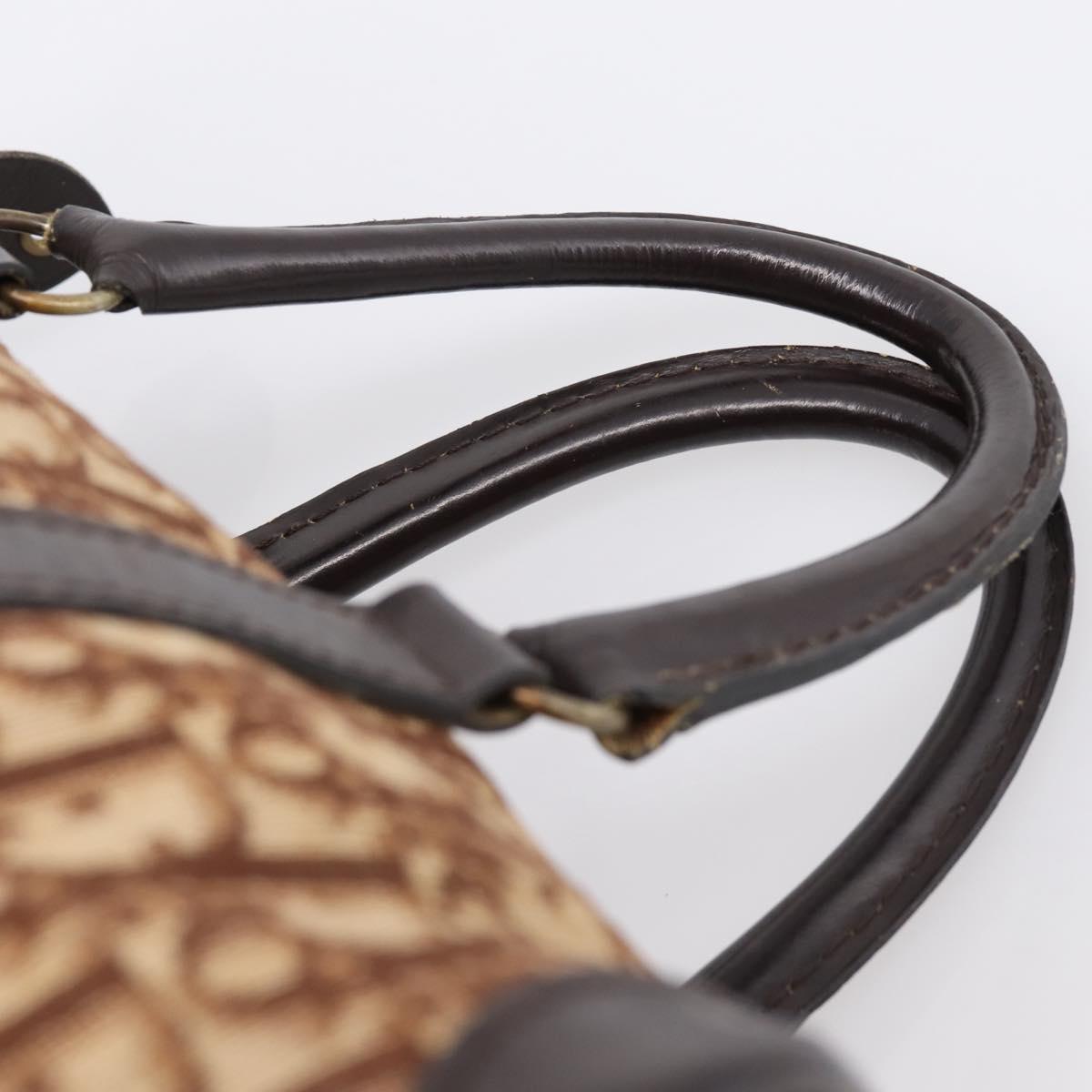 Christian Dior Trotter Canvas Hand Bag Brown Gold Auth bs36937