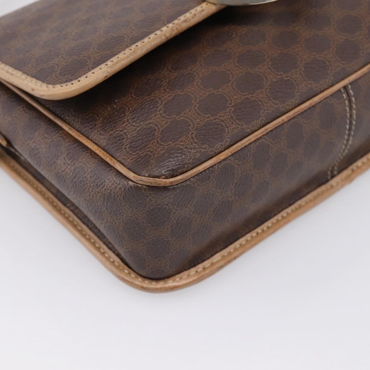CELINE Macadam Canvas Shoulder Bag PVC Leather Brown Gold Auth bs36938