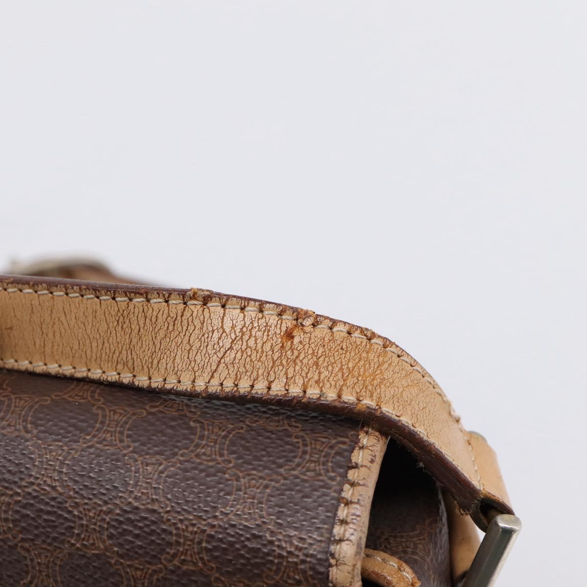 CELINE Macadam Canvas Shoulder Bag PVC Leather Brown Gold Auth bs36938