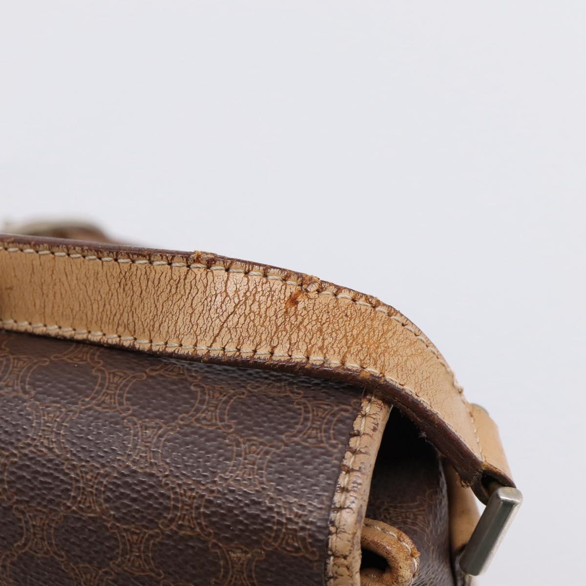 CELINE Macadam Canvas Shoulder Bag PVC Leather Brown Gold Auth bs36938