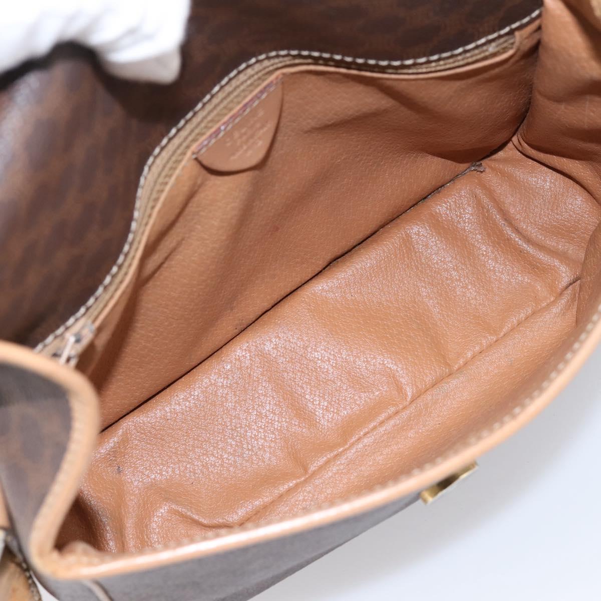 CELINE Macadam Canvas Shoulder Bag PVC Leather Brown Gold Auth bs36938