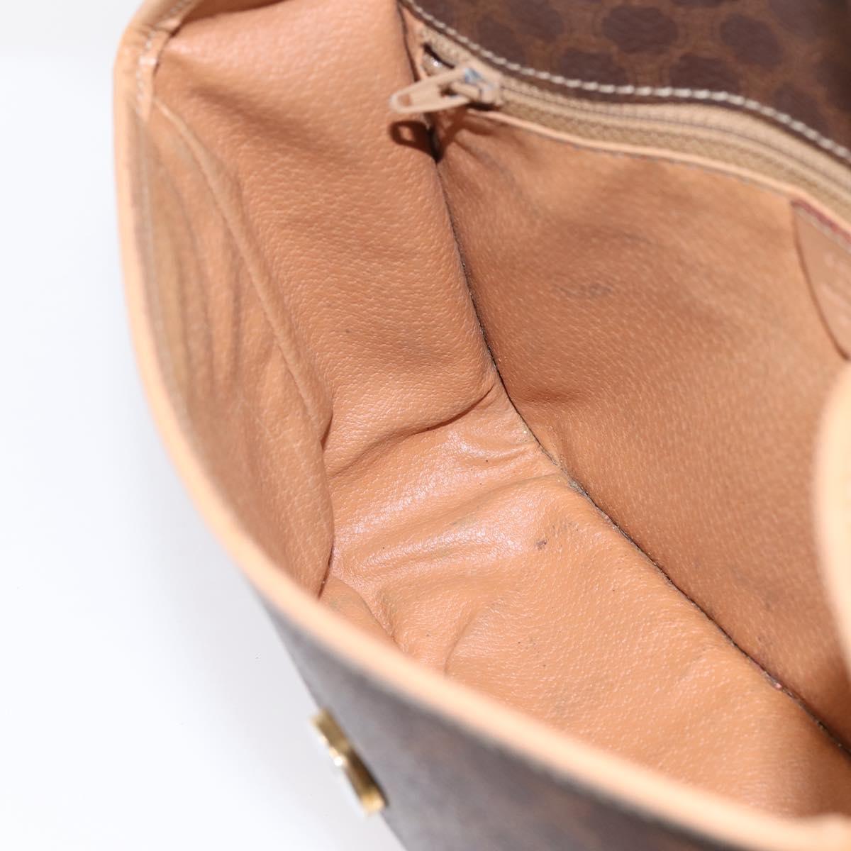 CELINE Macadam Canvas Shoulder Bag PVC Leather Brown Gold Auth bs36938