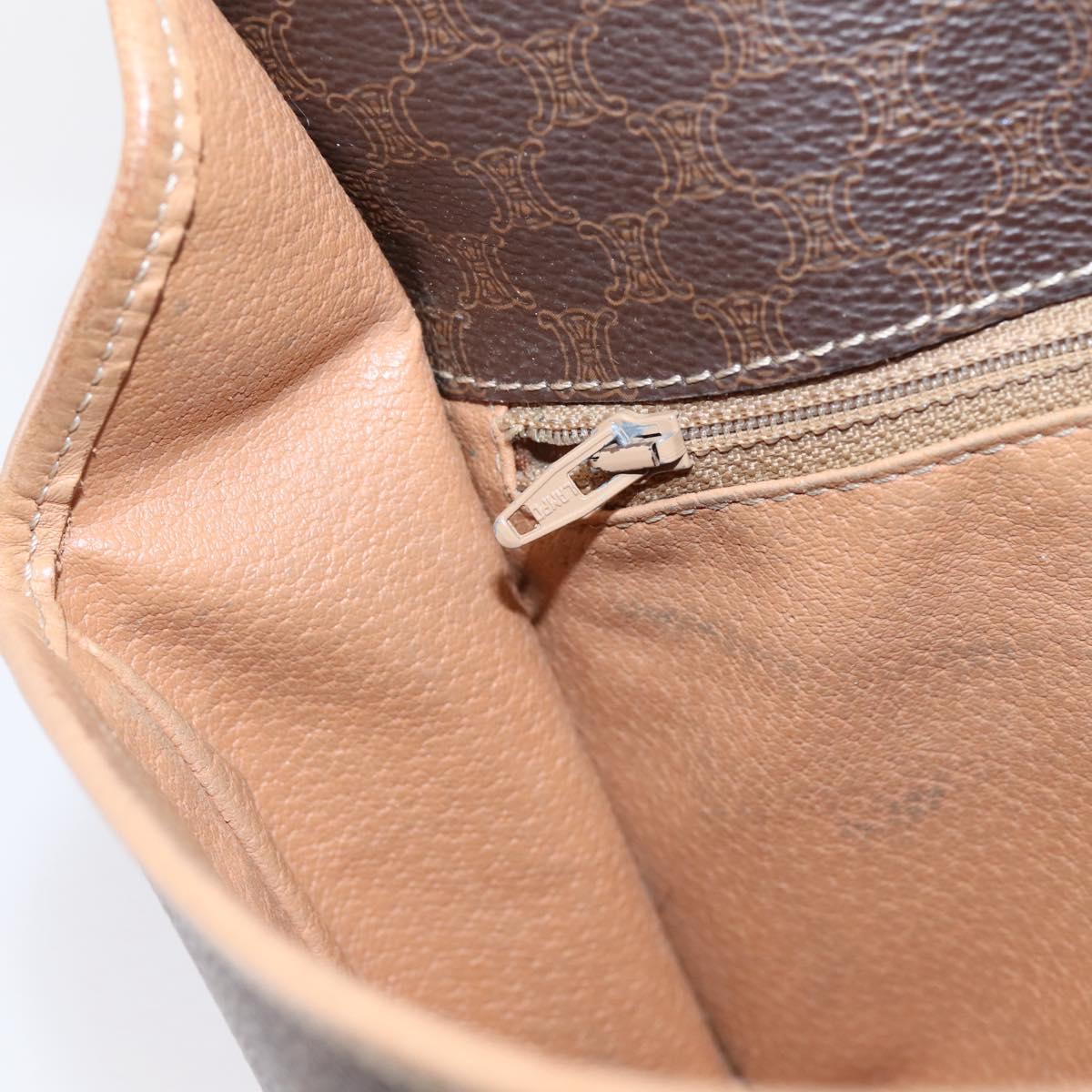 CELINE Macadam Canvas Shoulder Bag PVC Leather Brown Gold Auth bs36938