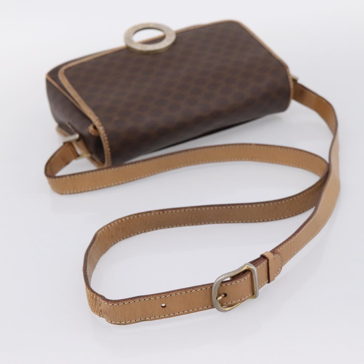 CELINE Macadam Canvas Shoulder Bag PVC Leather Brown Gold Auth bs36938