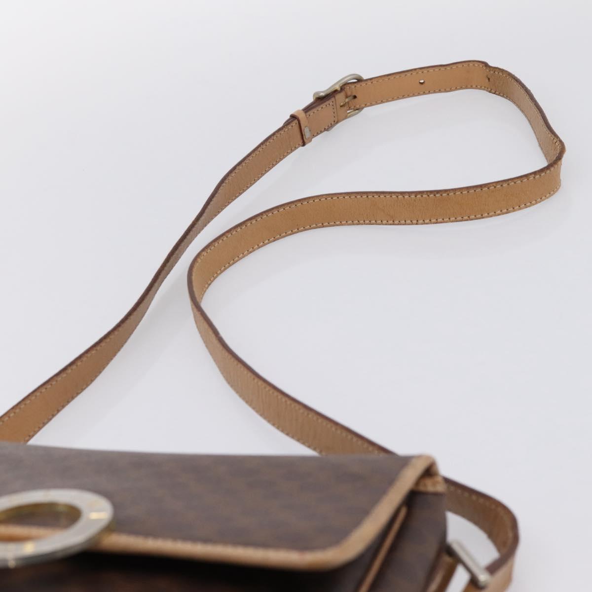 CELINE Macadam Canvas Shoulder Bag PVC Leather Brown Gold Auth bs36938