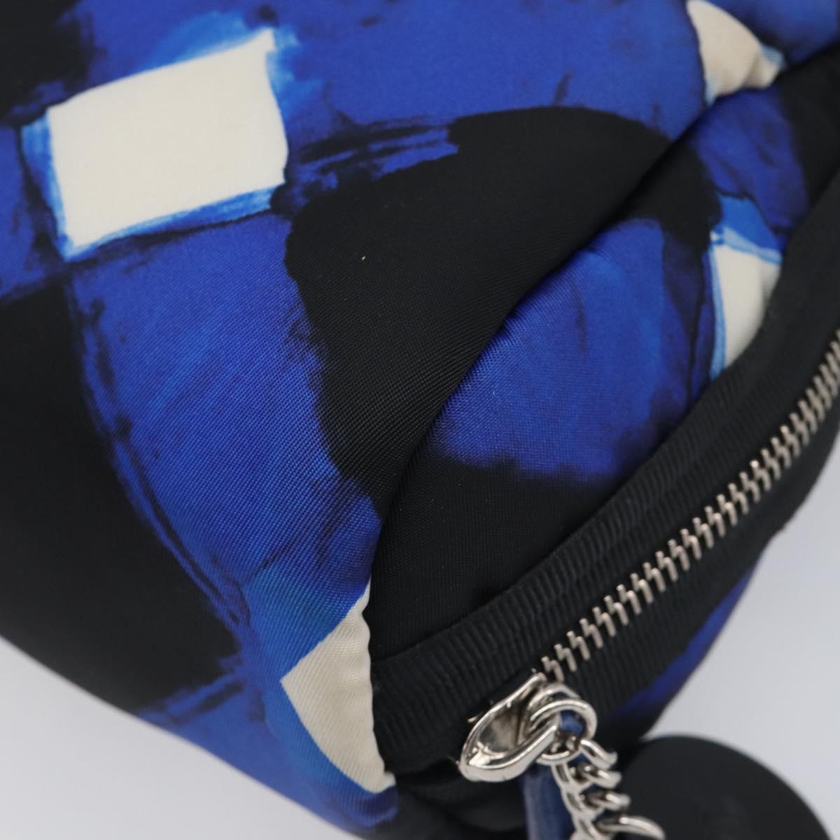 CHANEL Clutch Bag Nylon Blue Silver CC Auth bs36940V