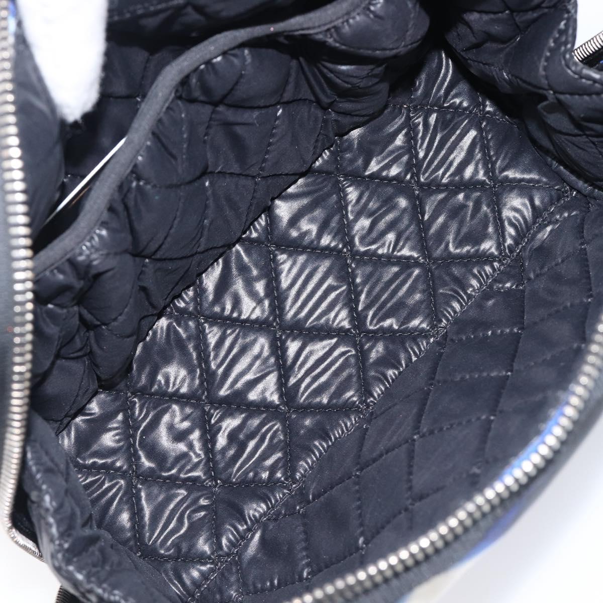 CHANEL Clutch Bag Nylon Blue Silver CC Auth bs36940V