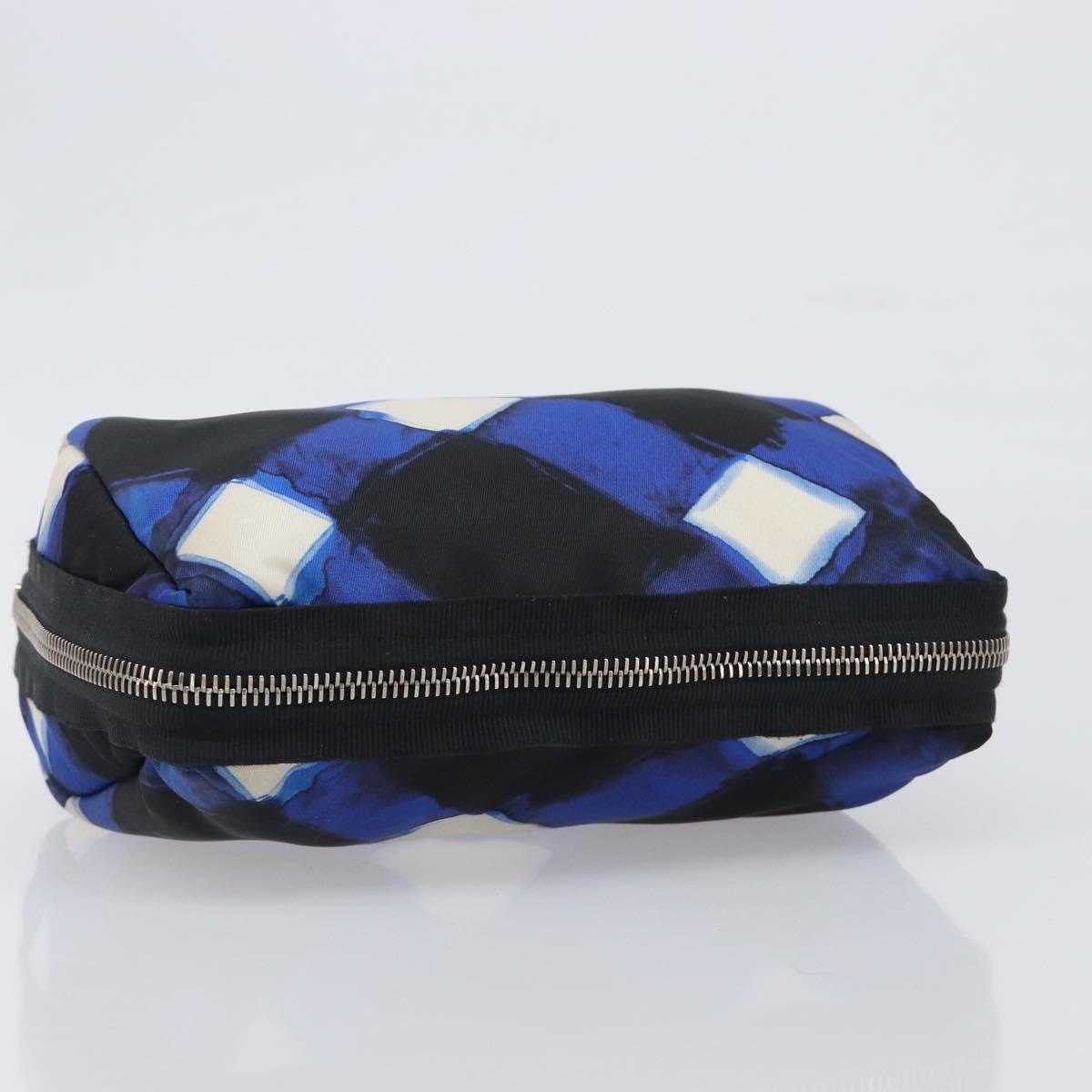 CHANEL Clutch Bag Nylon Blue Silver CC Auth bs36940V