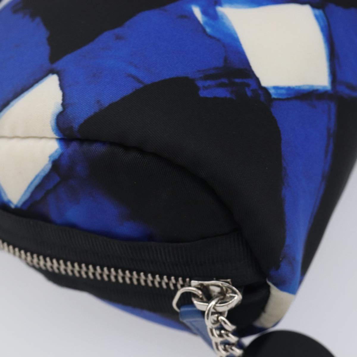 CHANEL Clutch Bag Nylon Blue Silver CC Auth bs36940V