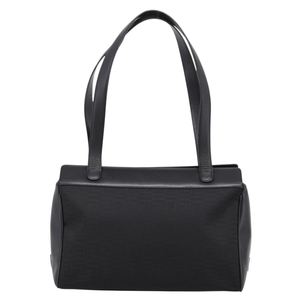 Gianni Versace Tote Bag Canvas Black Silver Auth bs36941