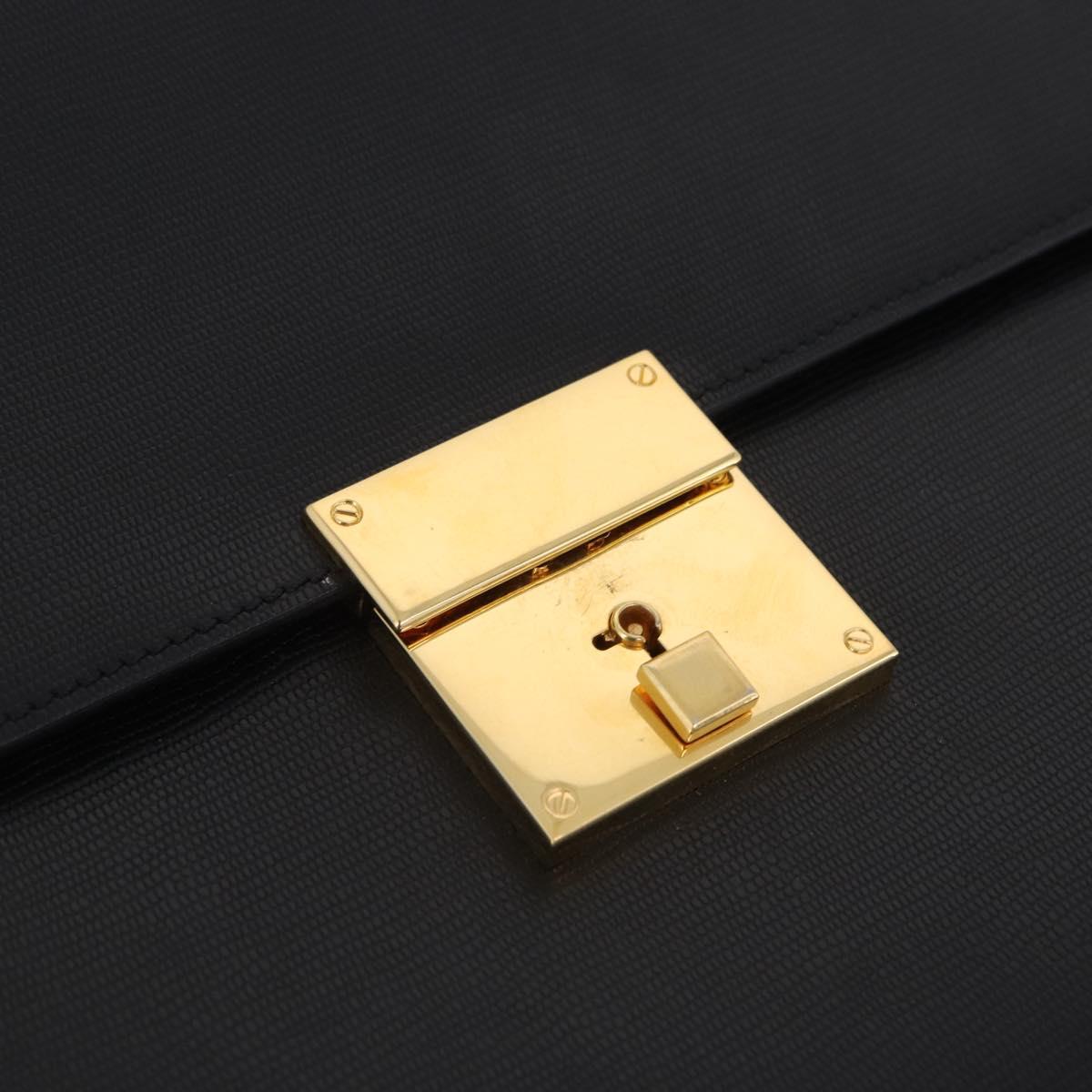 CELINE Business Bag Leather Black Gold Auth bs36942A