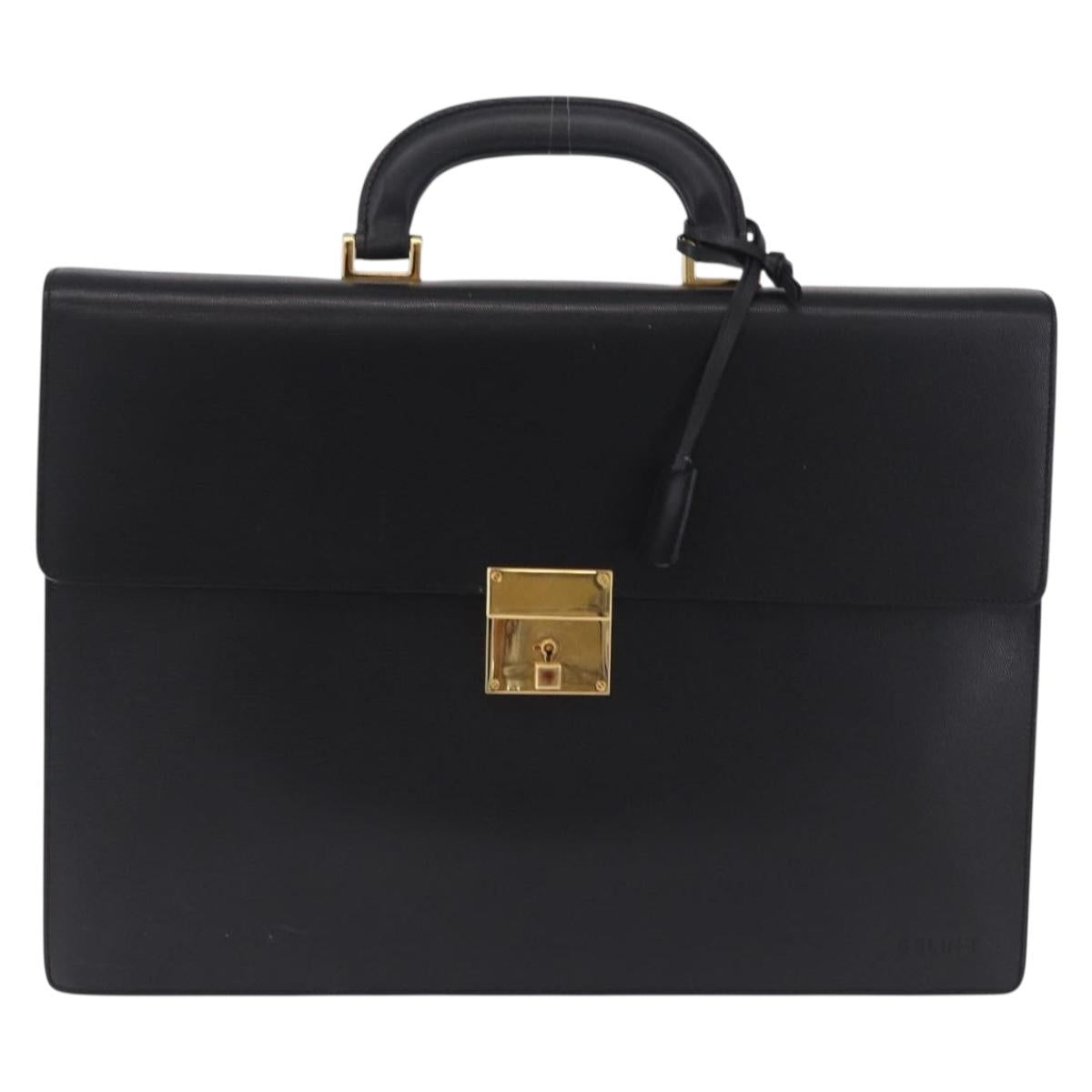 CELINE Business Bag Leather Black Gold Auth bs36942A