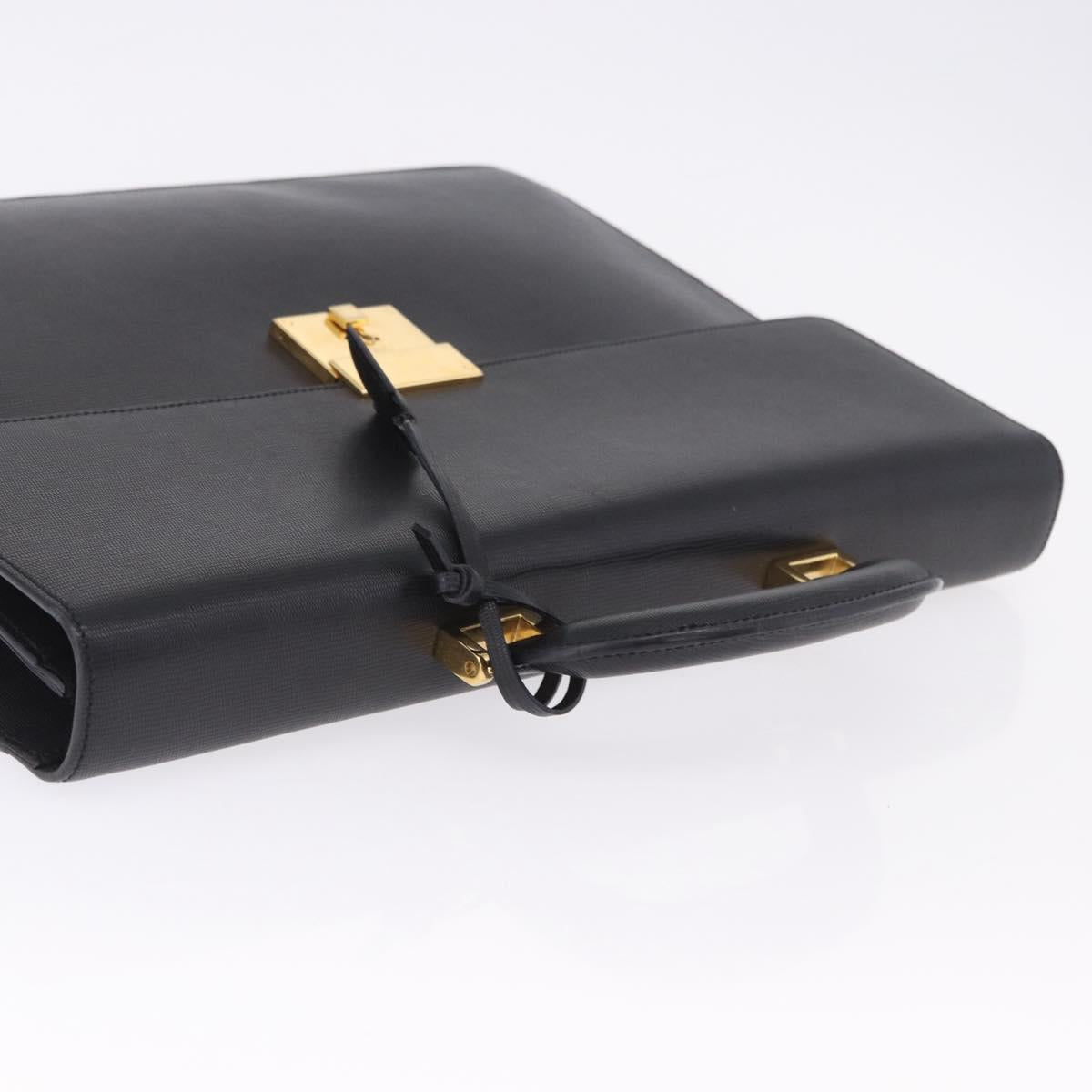 CELINE Business Bag Leather Black Gold Auth bs36942A