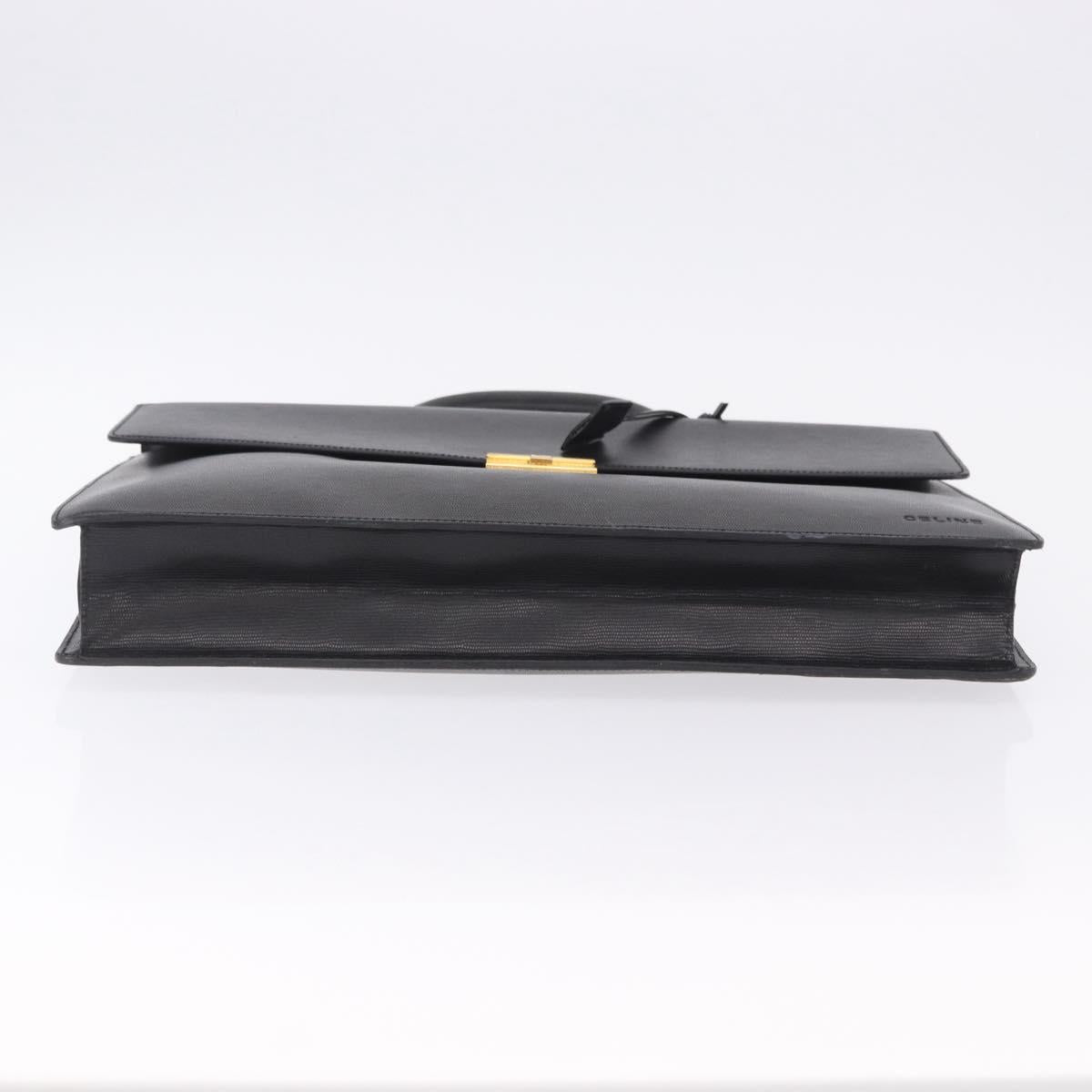 CELINE Business Bag Leather Black Gold Auth bs36942A