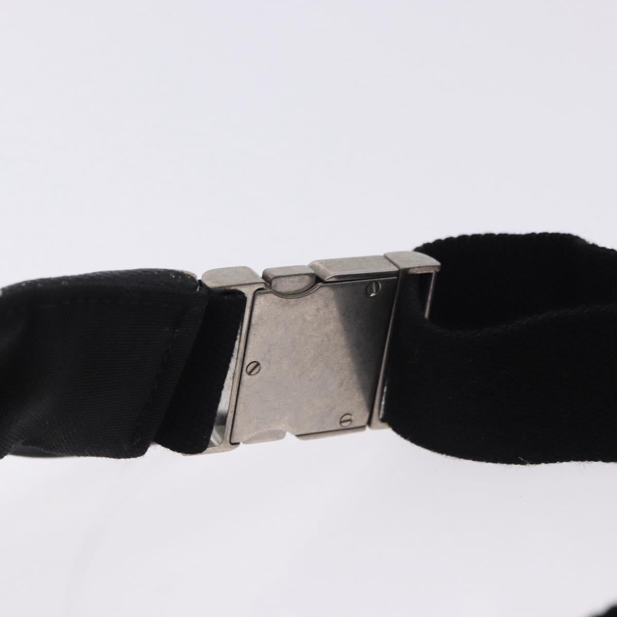 SAINT LAURENT Waist Bag Coated Canvas White Black Auth bs36944