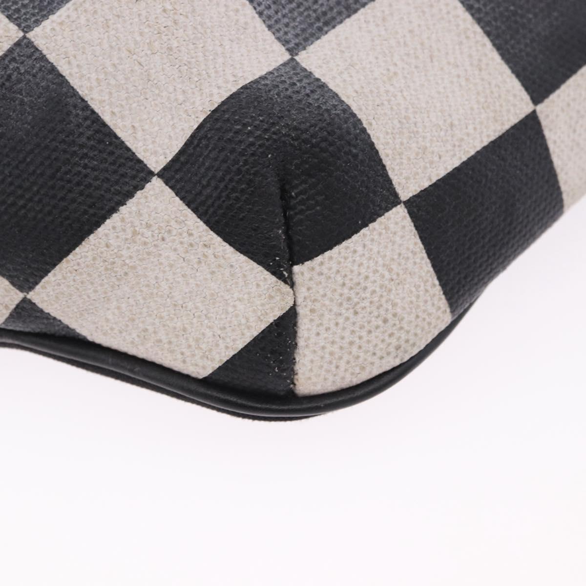 SAINT LAURENT Waist Bag Coated Canvas White Black Auth bs36944
