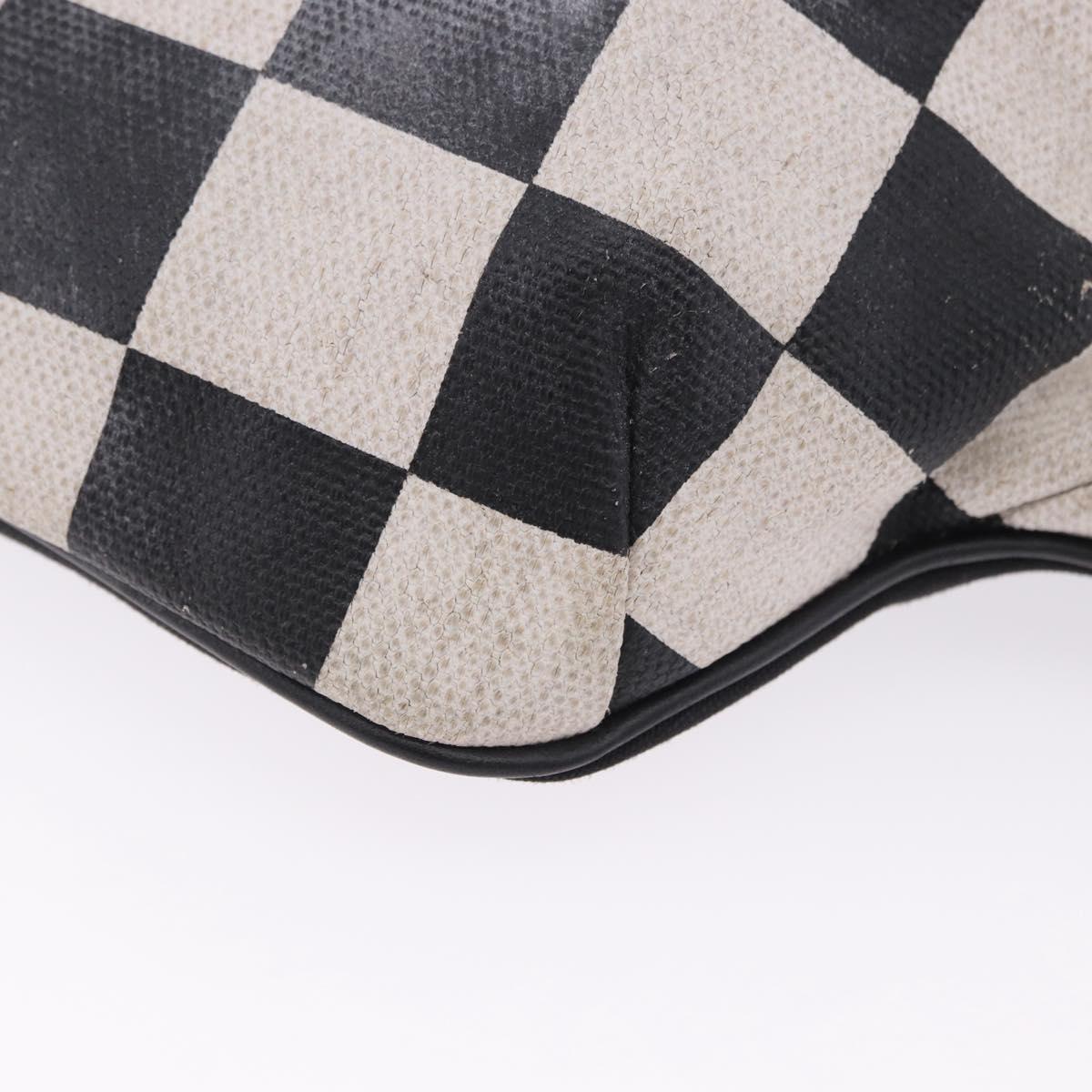 SAINT LAURENT Waist Bag Coated Canvas White Black Auth bs36944