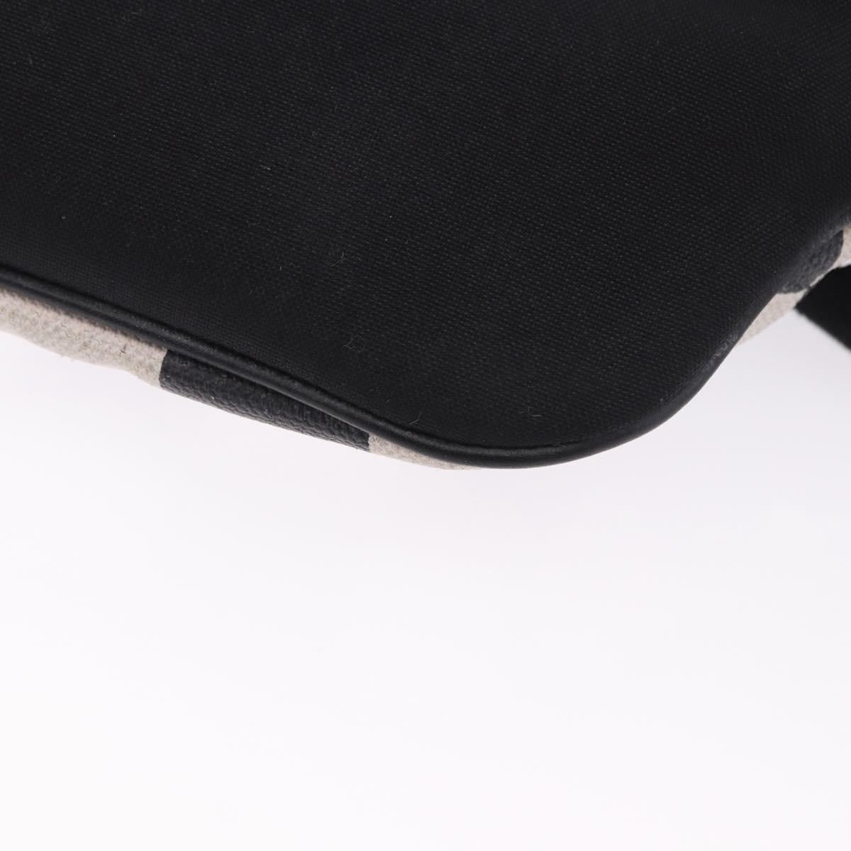 SAINT LAURENT Waist Bag Coated Canvas White Black Auth bs36944