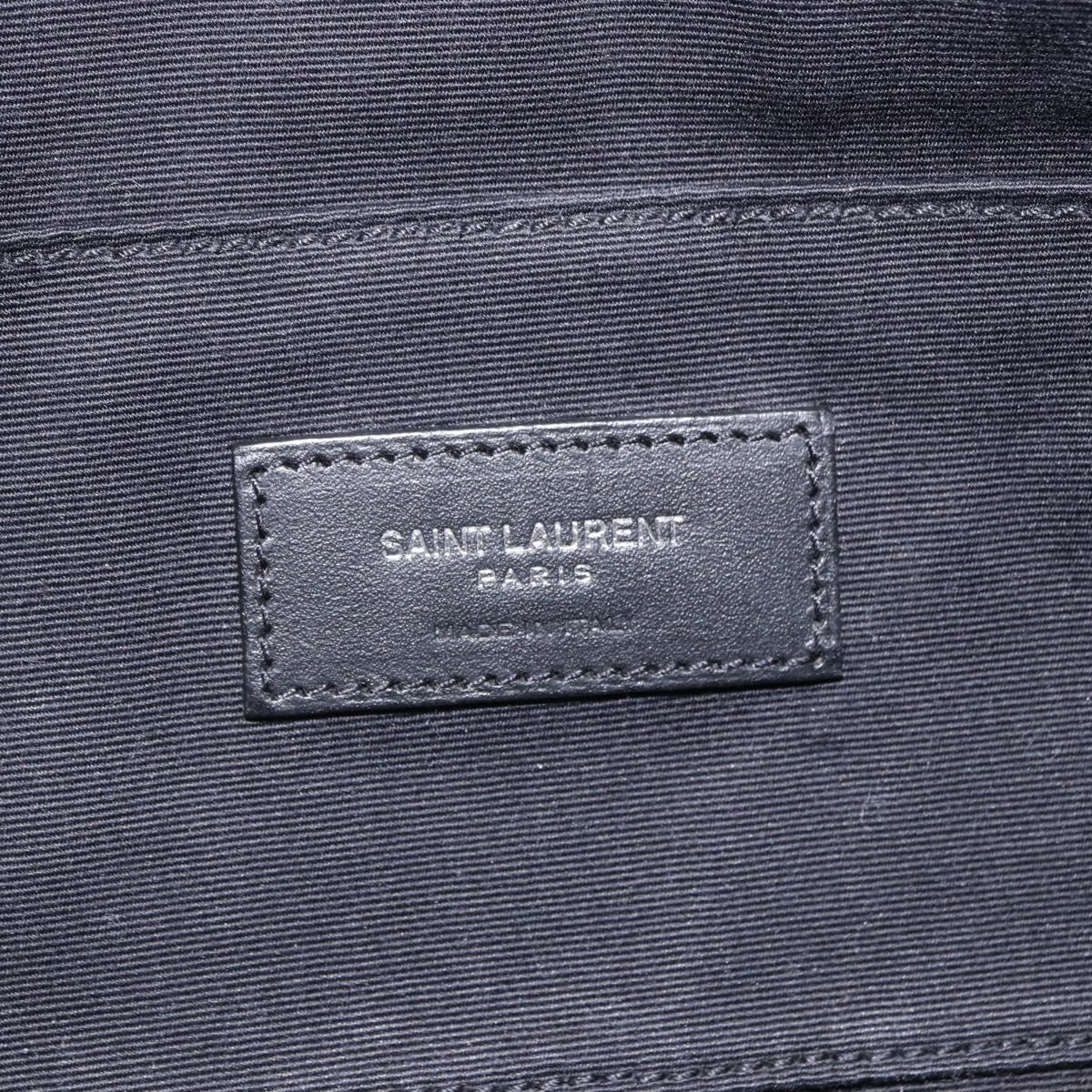 SAINT LAURENT Waist Bag Coated Canvas White Black Auth bs36944