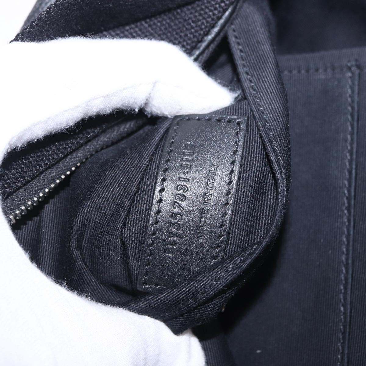 SAINT LAURENT Waist Bag Coated Canvas White Black Auth bs36944
