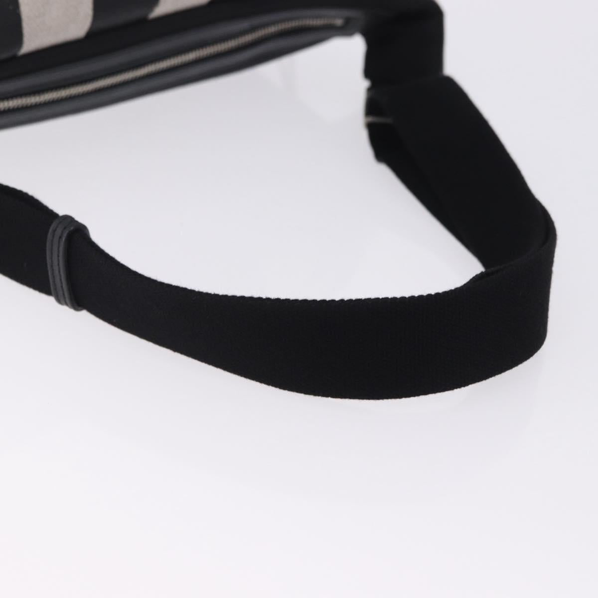 SAINT LAURENT Waist Bag Coated Canvas White Black Auth bs36944
