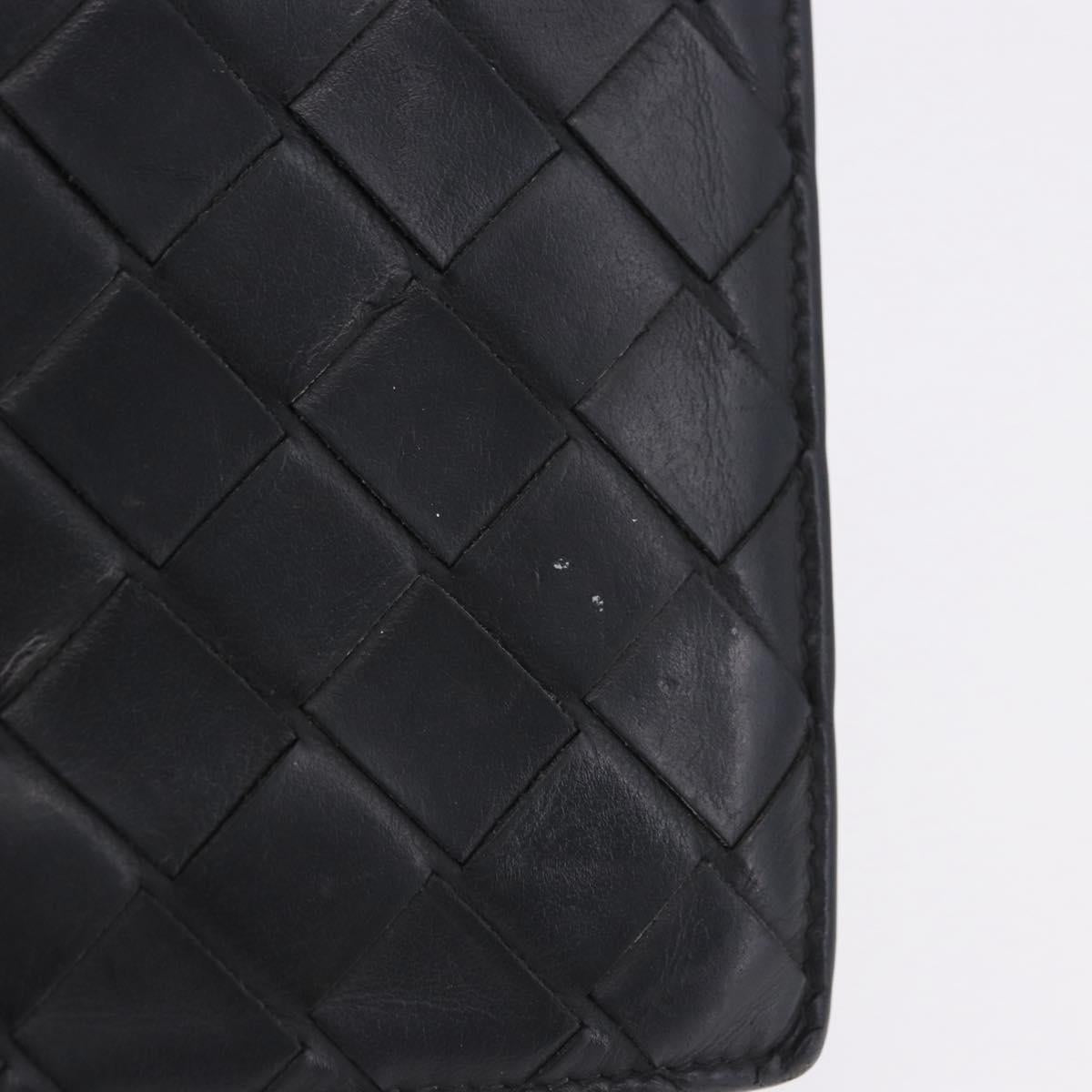 BOTTEGA VENETA INTRECCIATO Bifold Wallet Leather Black Auth bs36945